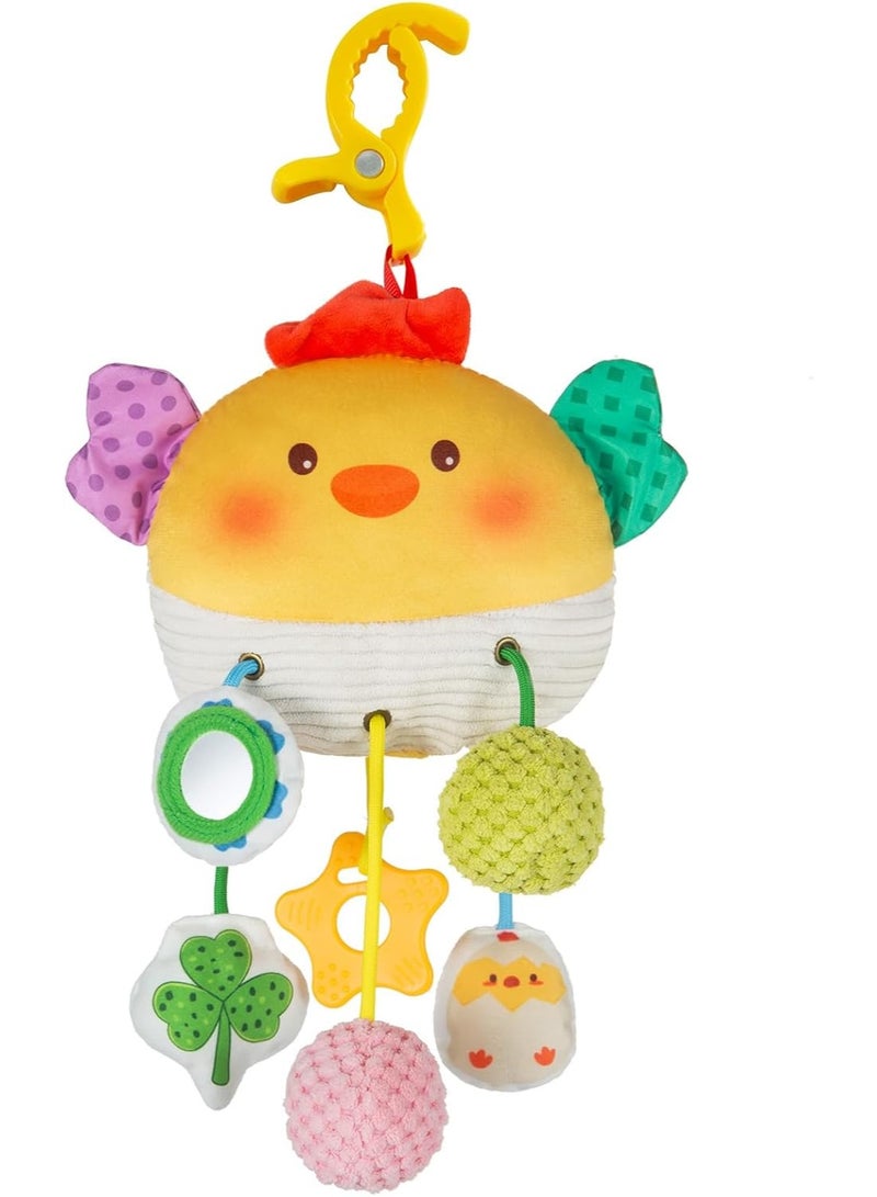 Car Seat Toy for Babies 0-6 Months, Stroller Toy with a Convenient clip, Carseat Toys Hanging Baby Accessories,Built-In Bell, Rattle,Squeaky,Mirror for infant,Babies Gift 0-3-6-12 months Boy Girl - Image 1